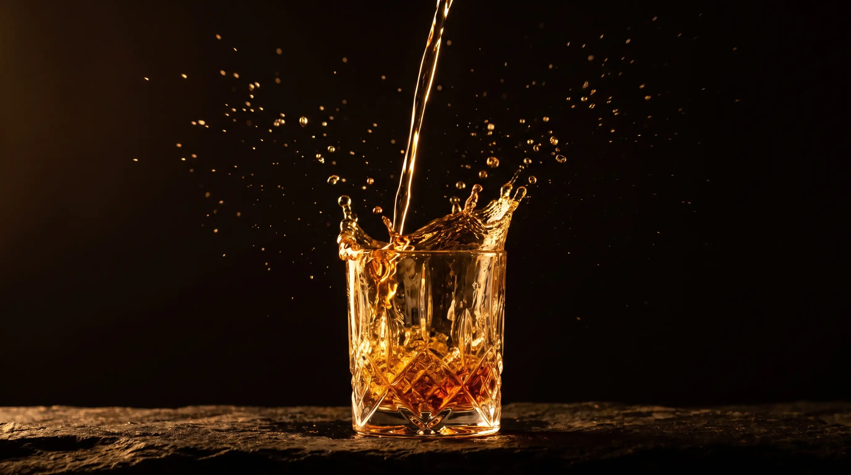 Rum nalévaný do degustační sklenice